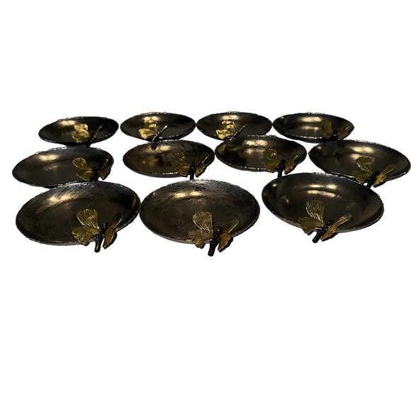 MichaelAram Butterfly Ginkgo Silver Stainless Steel Round Trinket Tray ONE PIECE - Picture 3 of 8